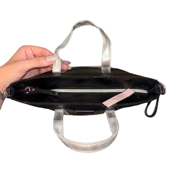 Victoria’s Secret | NWT | Metallic Mini Tote Bag | Black/Silver - Picture 6 of 12